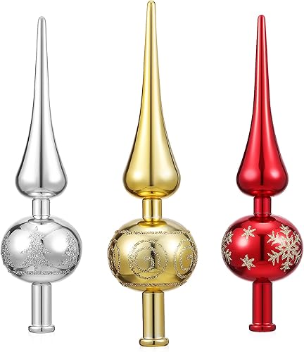 Gadpiparty 3 adornos decorativos vintage para árbol de Navidad, finales de árbol de plástico, adornos metálicos para decoración de Navidad, Año