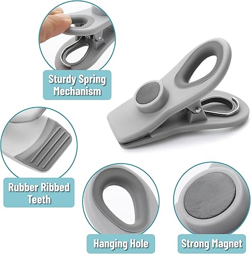 Miniatura 5 de Mr. Pen - Clips magnéticos para chips, paquete de 6, clips de chip gris, clips para bolsas, clips de alimentos, clips para bolsas para alimentos,