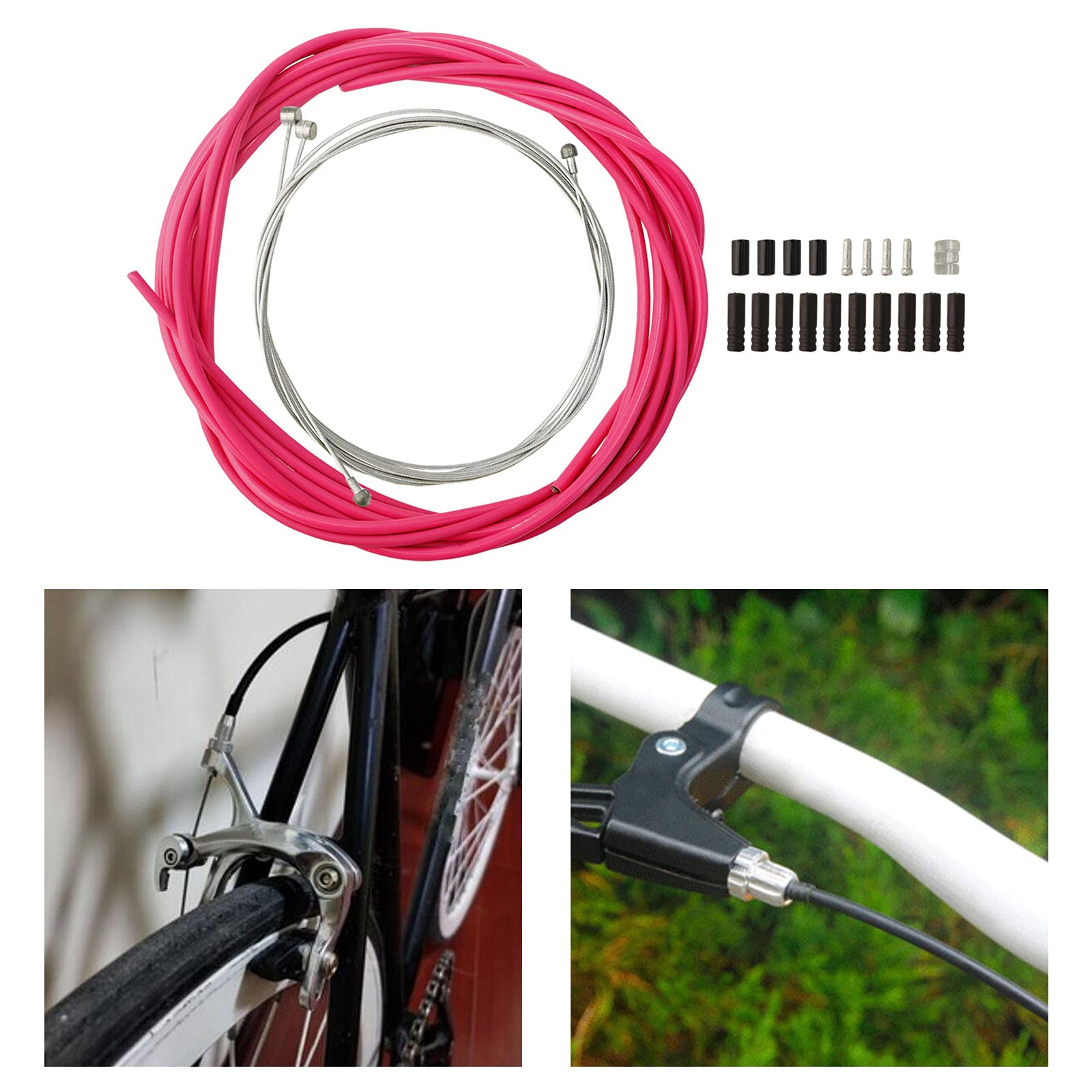 Kit De Cable Y Funda Para Frenos Y Cambios De Bicicleta – Incluye Cables Y Fundas (2.5 M Freno, 2 M Cambio) – Con Terminales Y Arandelas – Para MTB, Carretera, Urbana