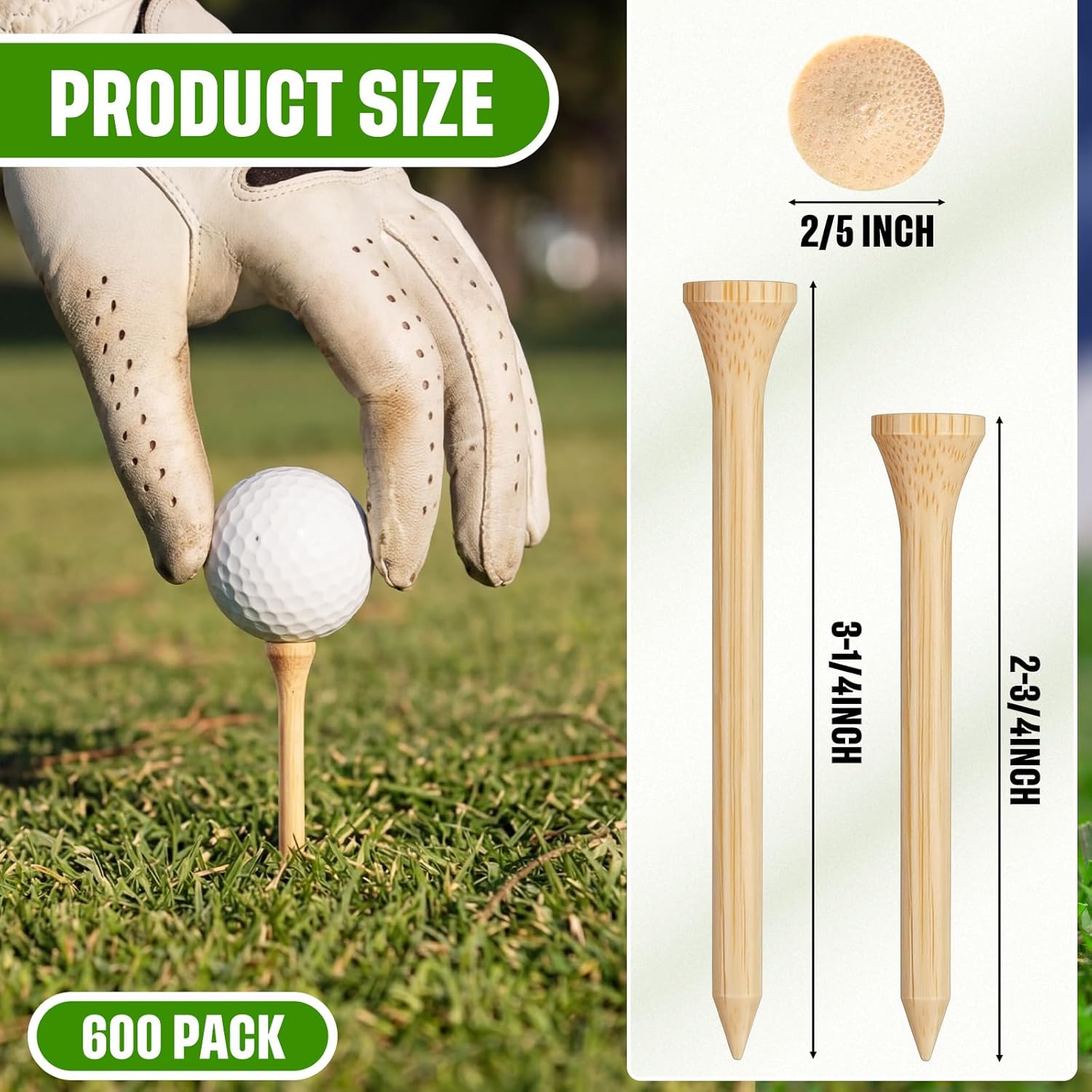 Mudder 600 Pack Golf Tees Bulk Wooden Golf Tees Multicolor Wood for Men Balls Accessories