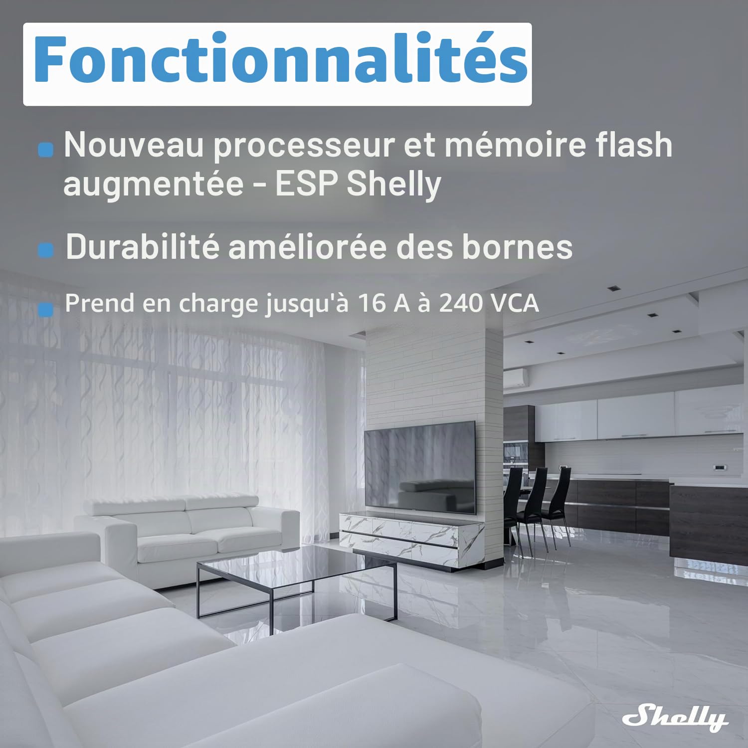 Shelly PM Mini Gen 3 | Lot de 4 | Compteur de puissance intelligent WiFi et Bluetooth 1 canal 16 A | Domotique | Compatible avec Alexa et Google Home | Application iOS Android | Pas de hub nécessaire