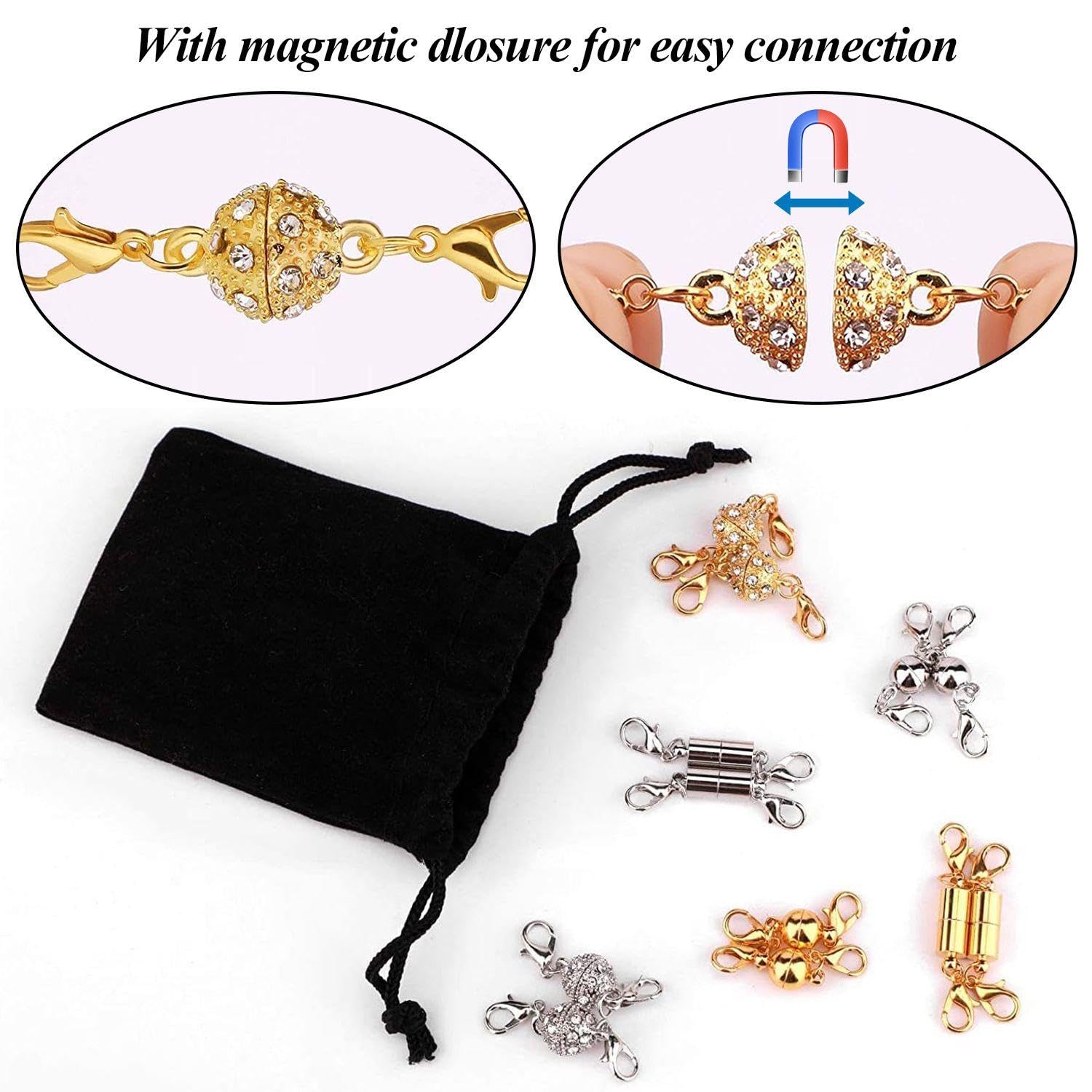 12 sztuk magnetyczny łańcuch magnetyczny, 1 sztuka karty z życzeniami dla przyjaciół i 1 sztuka torba do przechowywania, klamra magnetyczna do naszyjnika na bransoletkę.