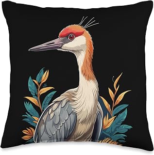 Sandhill Crane - Vintage Sandhill Crane birder Throw Pillow