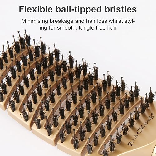 Miniatura 2 de Cepillos de pelo de jabalí, cepillo para el cabello – Cepillo de pelo desenredante curvado y ventilado para mujeres largo, grueso, fino, rizado y