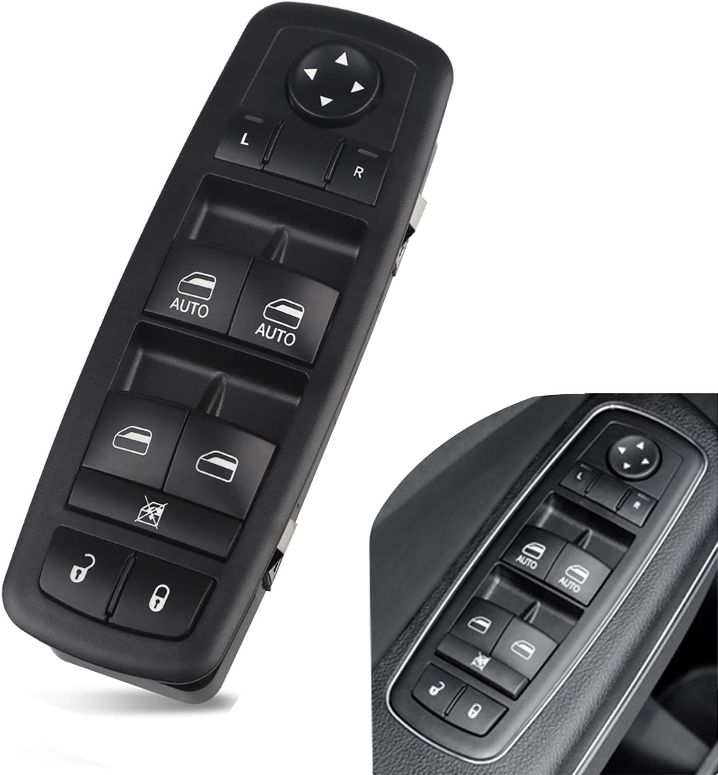 Dual-Automatic Electric Master Power Window Switch Compatible with Dodge Charger 2011 to 2014, Chrysler 200-2015 2016 2017, Chrysler 300-2011 2012, Replacement for 68139805AB, 68231805AA