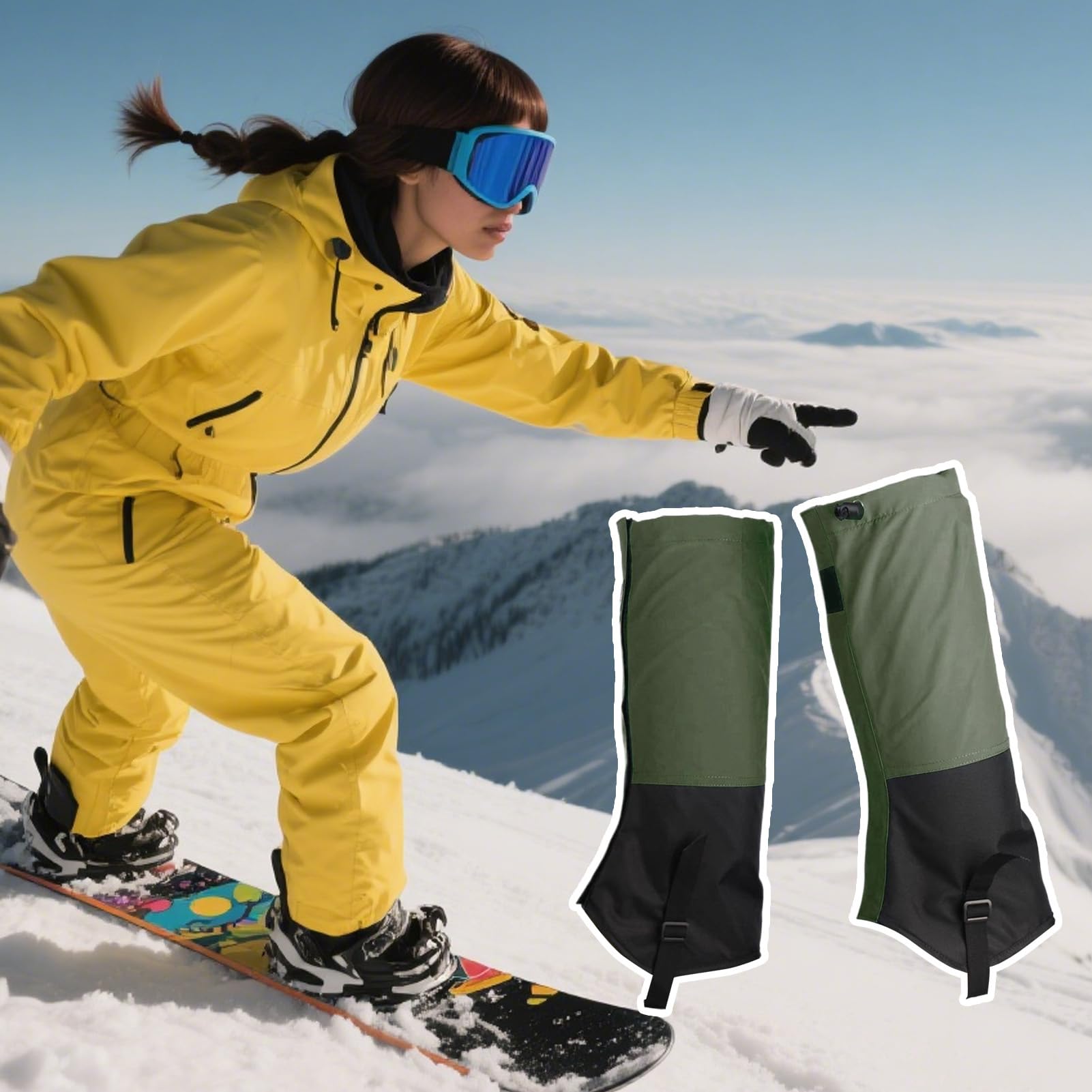 Polainas de pierna, impermeables, a prueba de serpientes, protector de pierna ajustable portátil para hombres y mujeres, escalada en nieve, senderismo, correr, invierno, caza, vadeo al aire