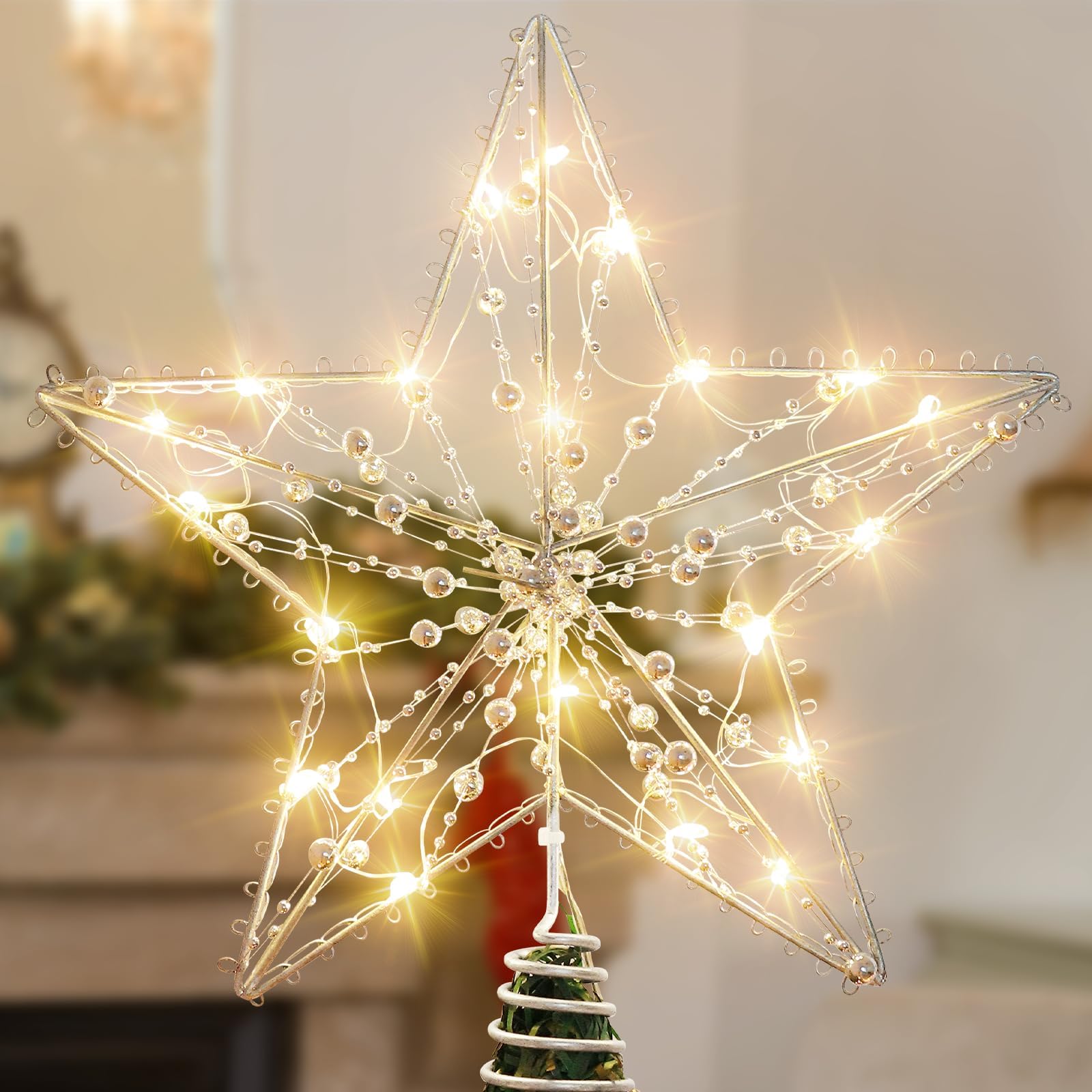 SISLYANIA Christmas Tree Topper Lighted Christmas Star
