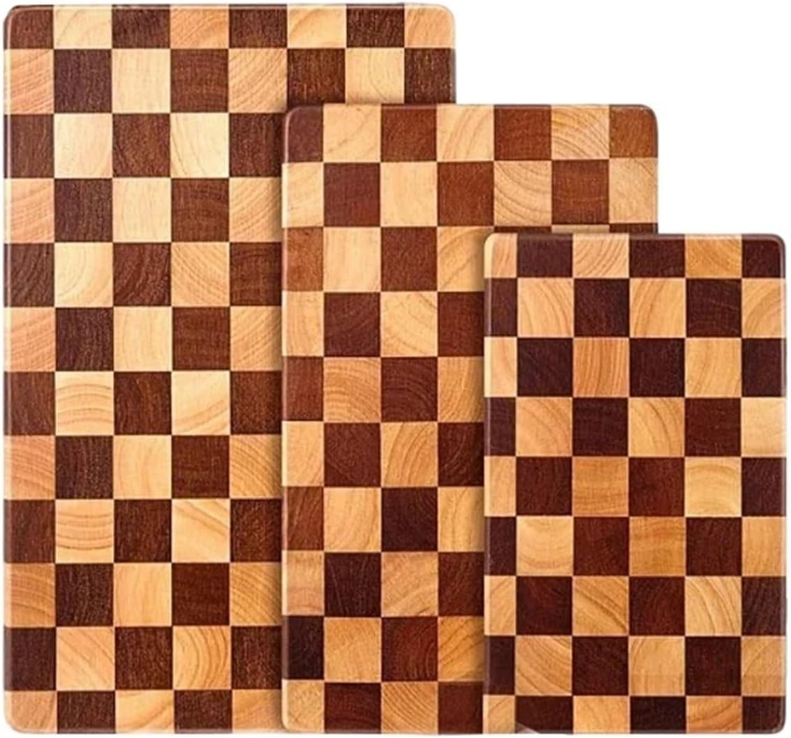 Wooden Cutting Board Thicken Splicing Checkerboard Solid Wood Non-slip Chopping For Cut Fruit Vegetable(SML-3PCS)