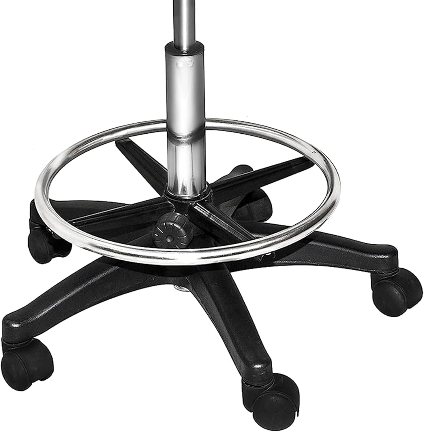 Chromium Professional Rotational Saddle Cutting Stool with High Density Foam Cushions and Steel Frame for Hair Cutting, Styling, and Perming, Black
