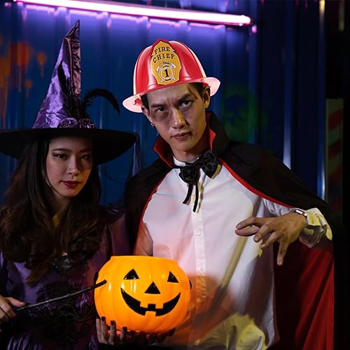 Miniatura 2 de COHEALI Sombrero de bombero para adulto, casco de bombero rojo, casco de jefe de bombero, gran novedad, casco de bombero para Halloween, disfraz de