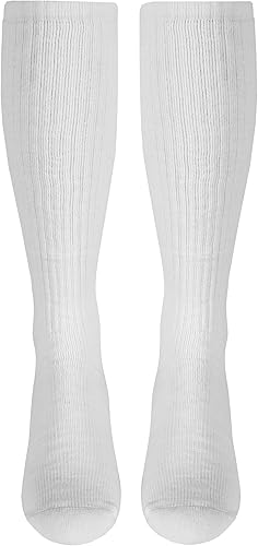 Vista 42 de NuVein Calcetines de compresión, soporte de 15-20 mmHg para hombres, pie acolchado acolchado, altura a la rodilla, puntera cerrada, blanco, XL