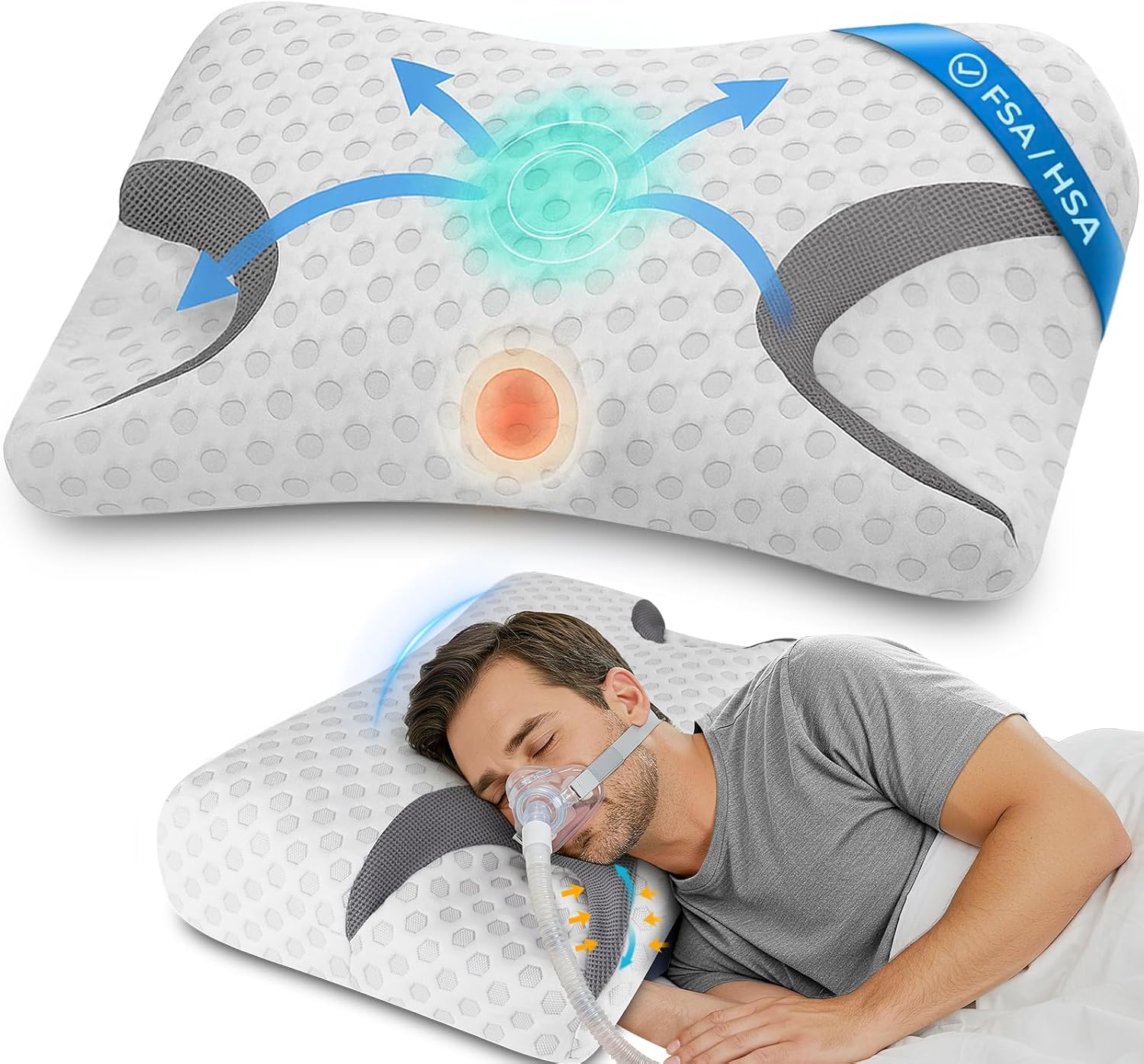 IKSTAR CPAP Pillow for Side Sleepers – Fits All CPAP Mask Types