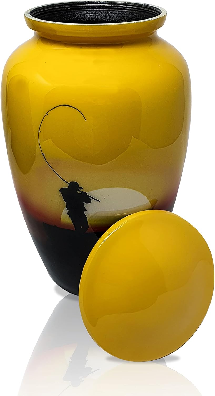 Urn Fishing Cremation Urn, Ashes Urn for Adult Human Ashes, Funeral Urn Large Size