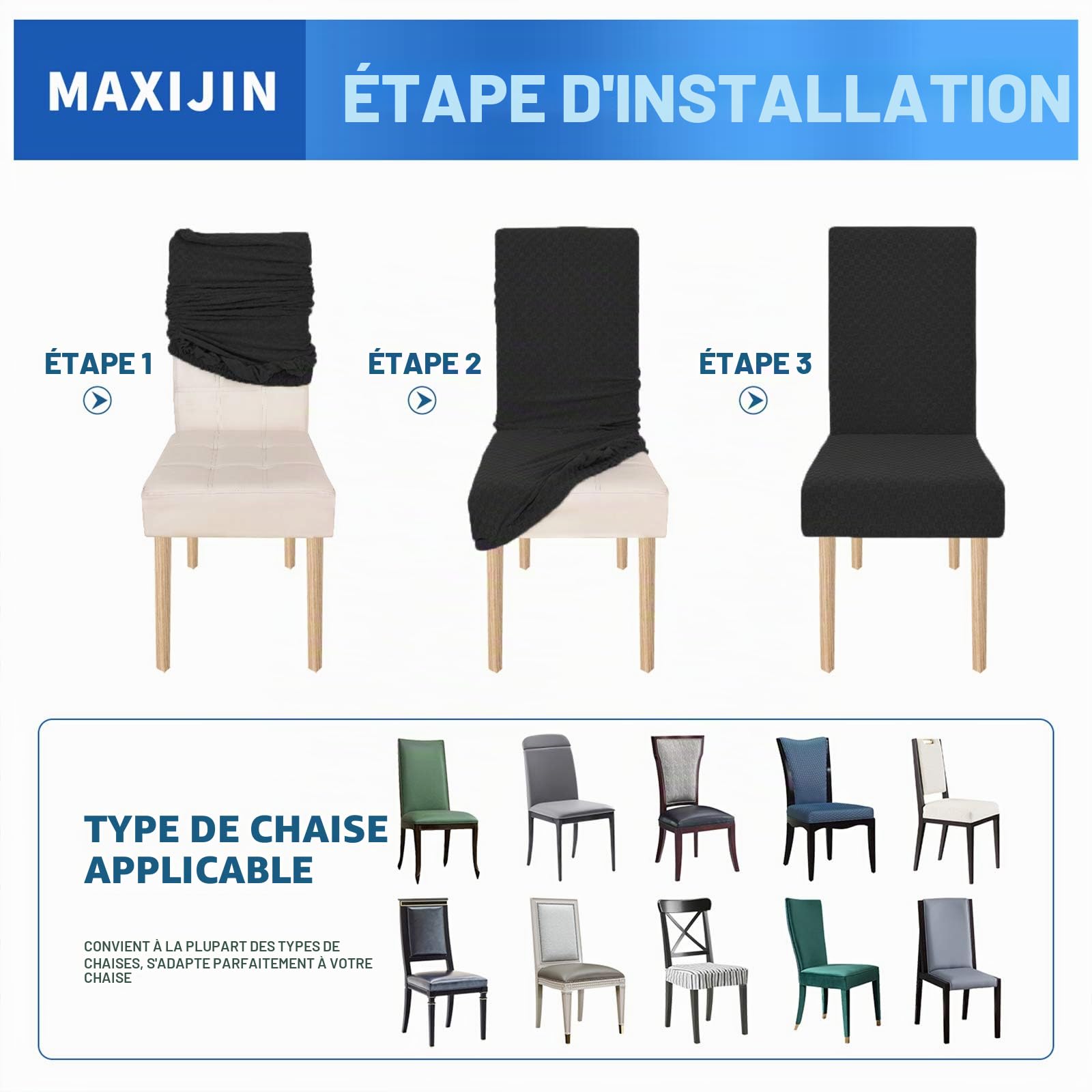 MAXIJIN Lot de 6 Housses de Chaise en Velours Extensible, Housses Amovibles en Velours, pour chaises de Salle à Manger, d’hôtel, de Cuisine, de cérémonie, (Camel, 6)
