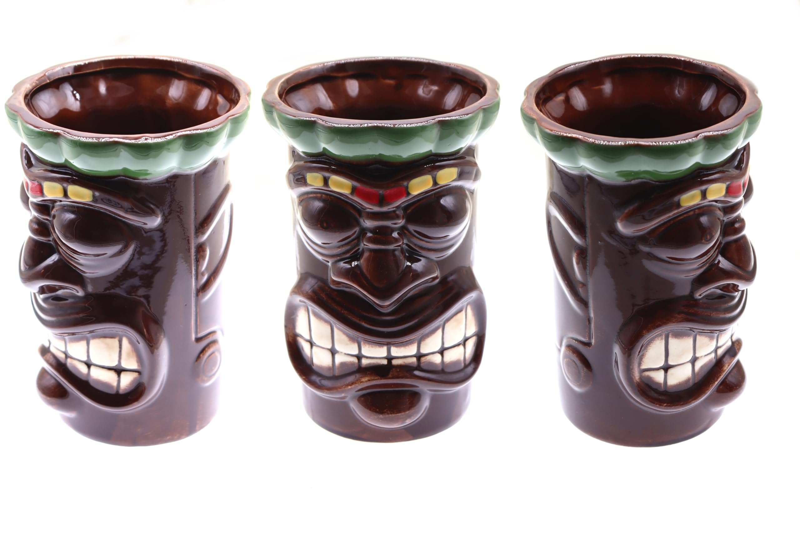 Set de 4 Tiki Mug Tropical Verre à Cocktails TIKIS Lot de Tasses en Céramique Inspiration Culture Polynésienne Boissons Exotiques et Tropicales hawaïenne cocktail
