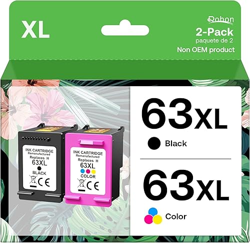 Cartucho de tinta remanufacturado 63XL de repuesto para HP Officejet 3830 4650 4652 4655 5200 5255, negro, tricolor, paquete de 2