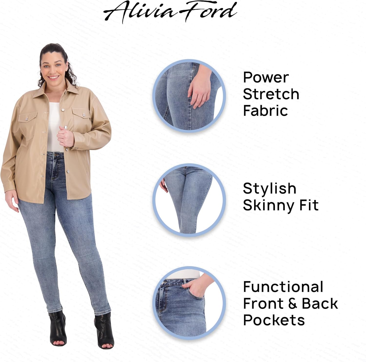 Plus Size Jeans for Women – High Waisted Skinny Jeans for Women – 29” - Image 6