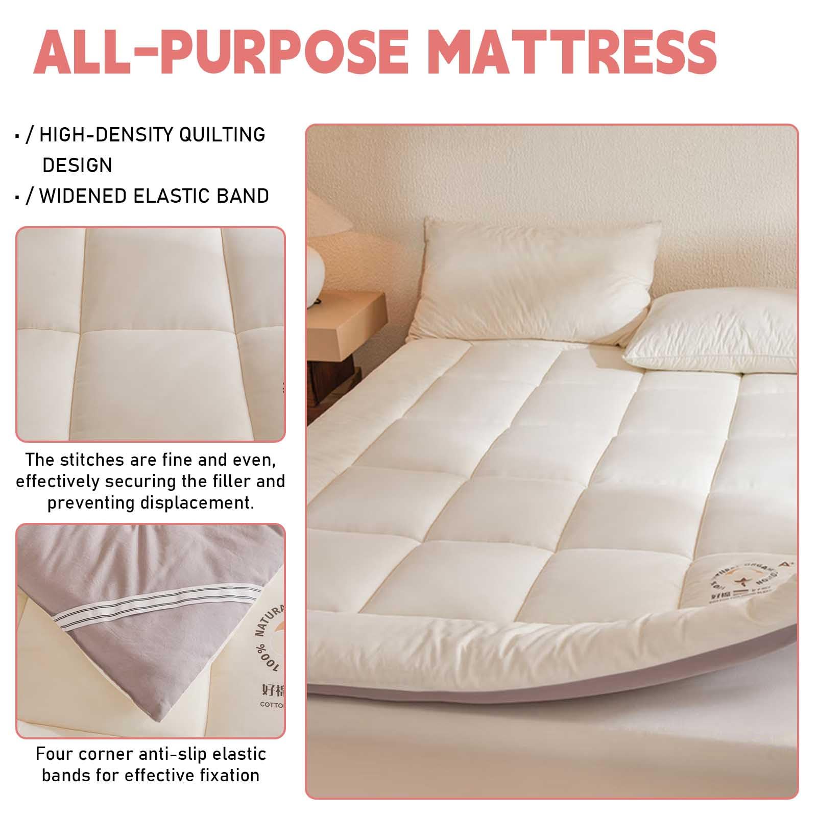 Futon Pieghevole Una Piazza E Mezza Topper Materasso Matrimoniale Materasso da Pavimento Arrotolabile (Facile da Riporre)(1,90x200cm*3kg)