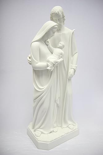 Miniatura 2 de Vittoria Collection Figura de escultura italiana de Joseph Mary Baby Jesus de 31.5 pulgadas, hecha en Italia, para jardín interior y exterior