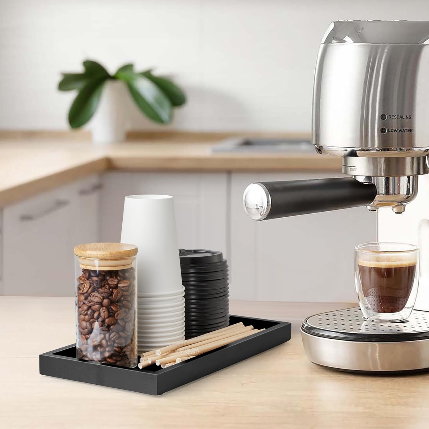 ALELION 11.7" Bathroom Vanity Tray for Counter - Black Wood Decorative Tray for Toilet Tank Makeup Perfume Jewelry Catchall Coffee Table - Wooden Kitchen Countertop Organizer for Soap Dispenser - Image 6