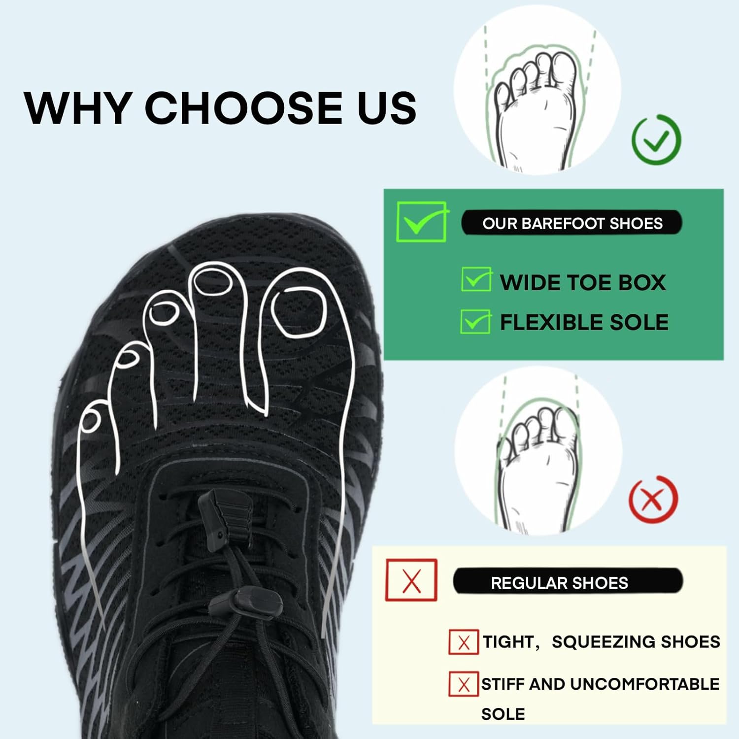 Hike Barefoot Shoes for Women Men with Wide Toe Box, Healthy & Non-Slip Breathable Barefoot Water Shoes Beach Pool Aqua Swim Surf Hiking Walking Shoes
