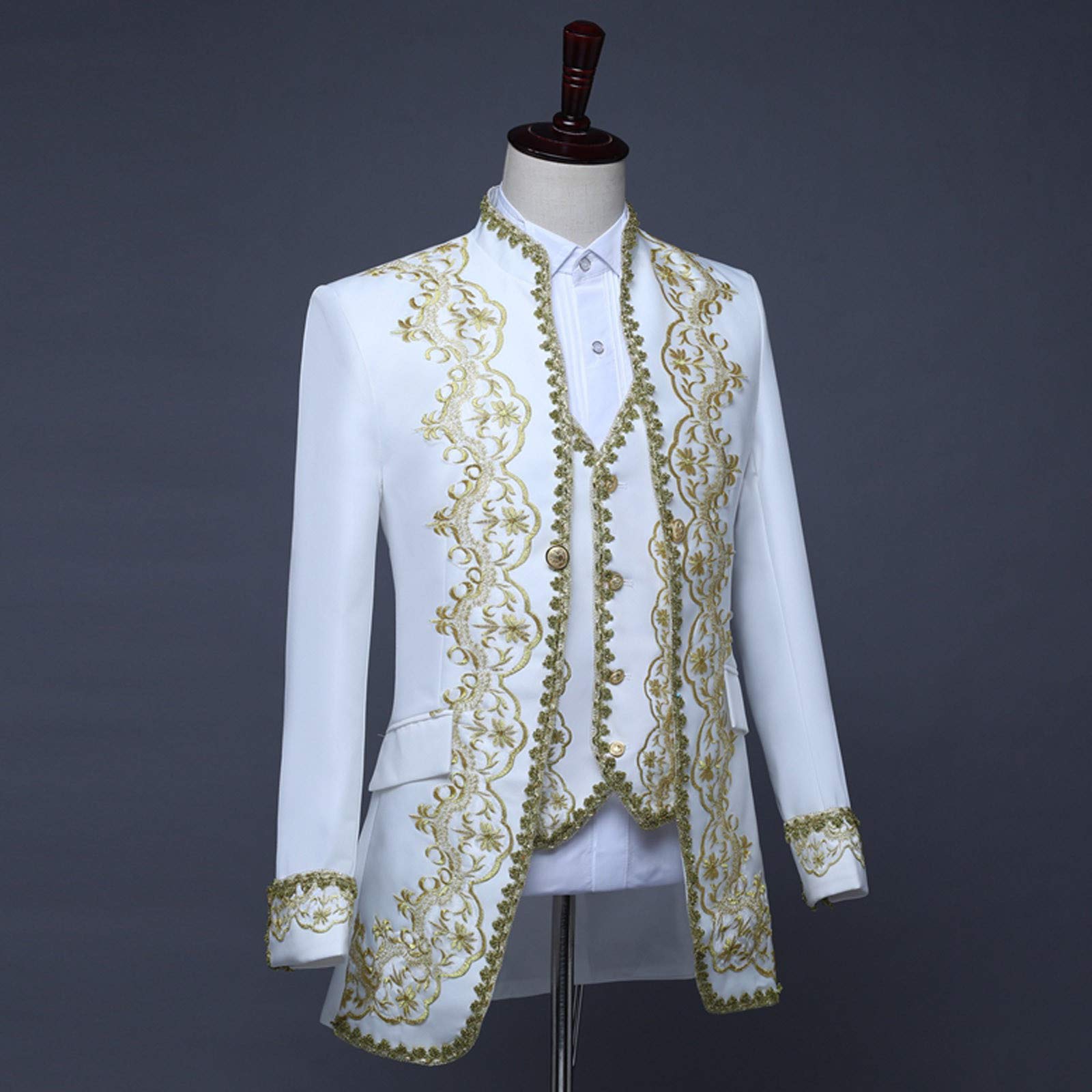 Generisch Stil Mantel Kostüme Herren Court Darbietungen Europäische Uniformen Herren Mäntel & Jacken (White, XXXL)