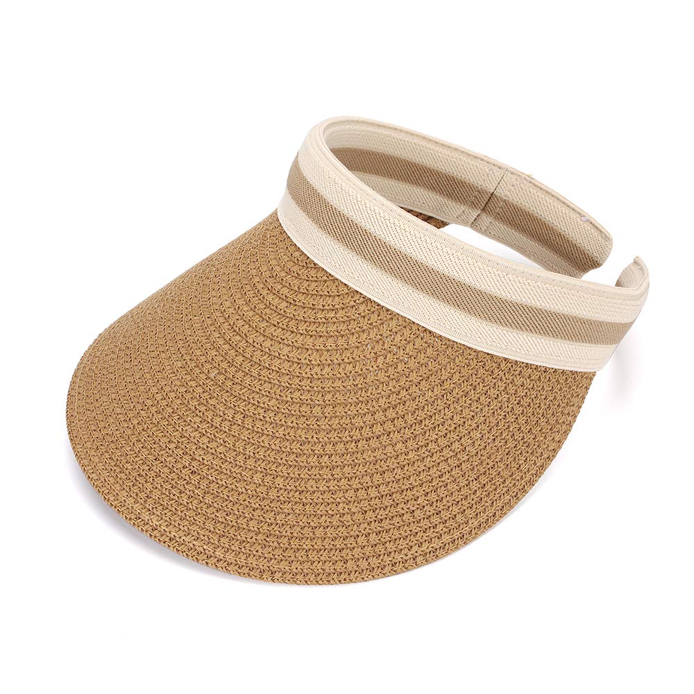 Mk Matt Keely Women's Brown Large Brim Beach Straw Golf Sun Hat Summer Cap