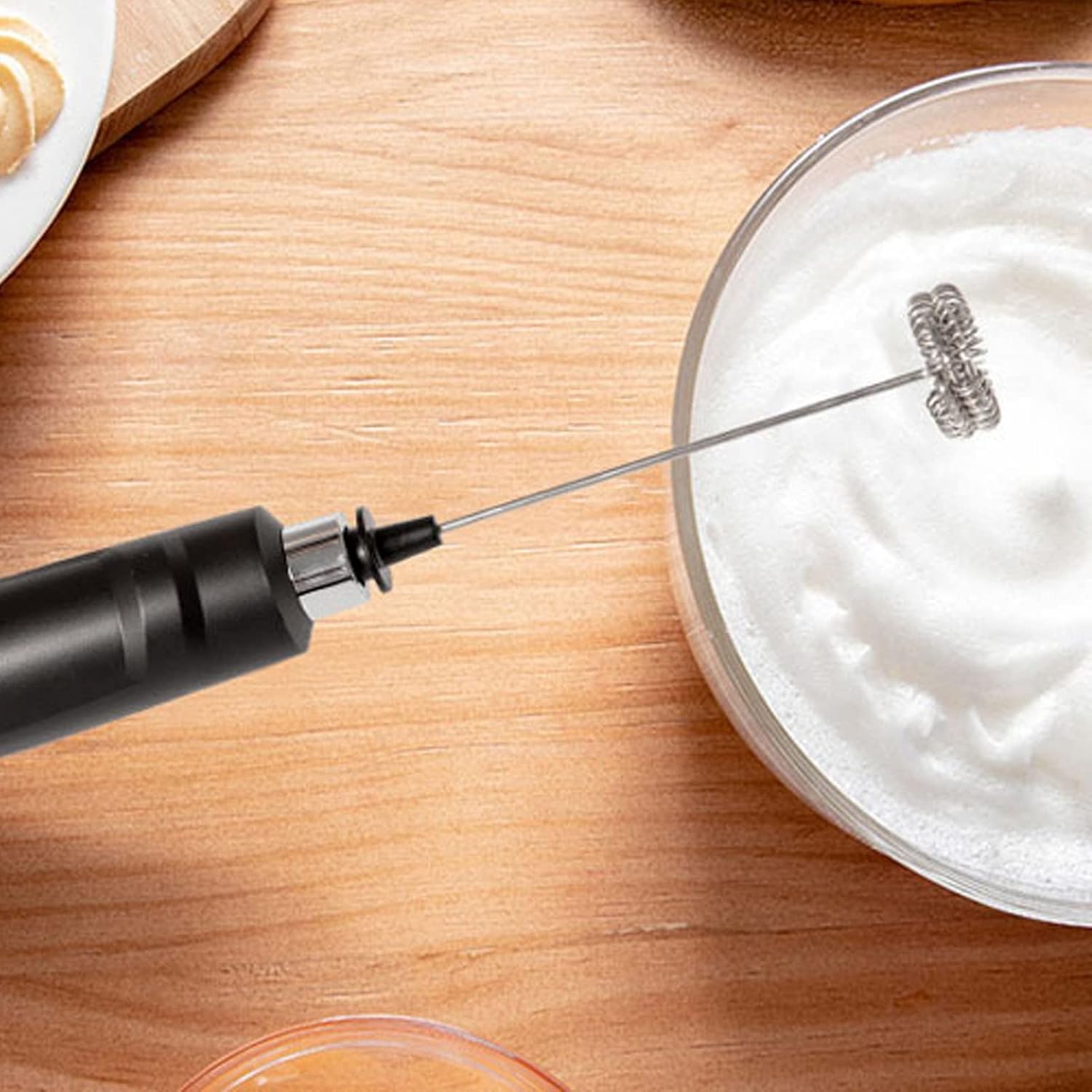 Milk Frother Wand Whisk Tumbler Stirrer Rechargeable Handheld Mini Foam Maker - Electric Hand Blender Drink Mixer for Coffee Egg Hot Chocolate - Black Kitchen Gadgets
