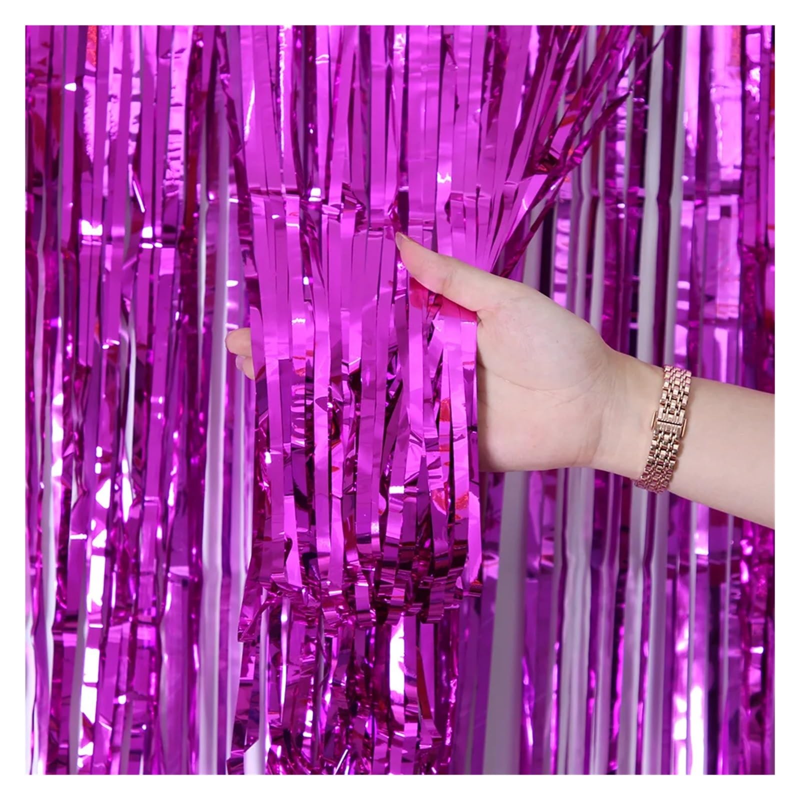 EnxJire Fringe Backdrop Curtain Tinsel Foil Fringe Curtains Photo Backdrop Streamers Curtain for Background(Color 17,2Pack-1X2M)