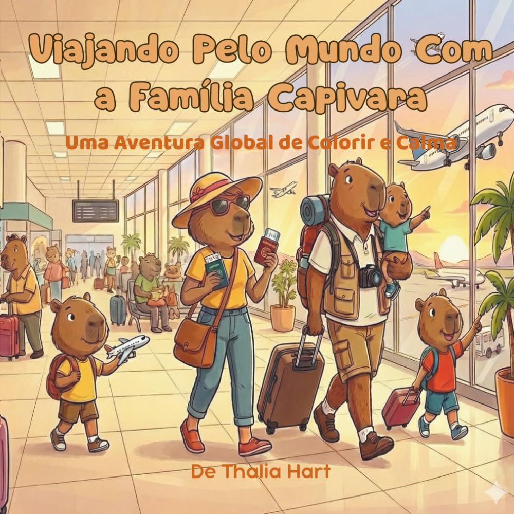 Viajando Pelo Mundo Com a Família Capivara: Uma Aventura Global de Colorir e Calma