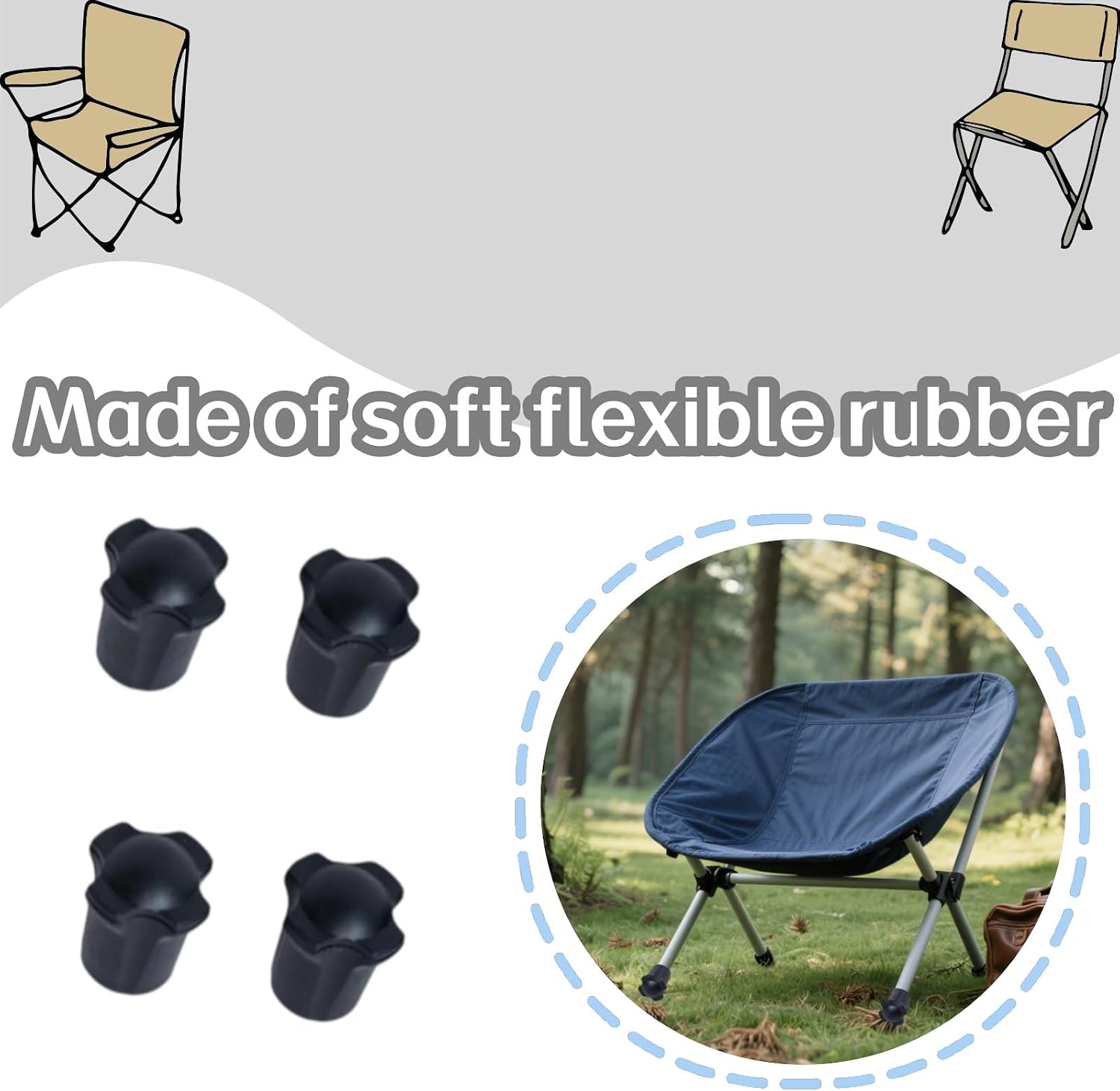 4 Pack Moonchair Legs Cap for Folding Tables Moon Chairs image 3