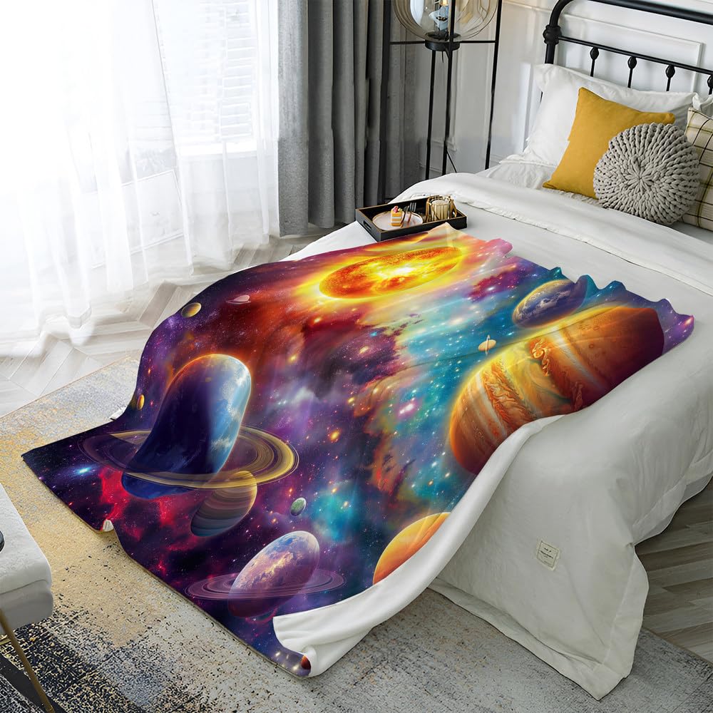 Howilath Galaxie-Fleecedecke - Weicher Plüsch Mit Sternenmotiv | Für Bett, Couch & Camping, Größe S Bis 3XL