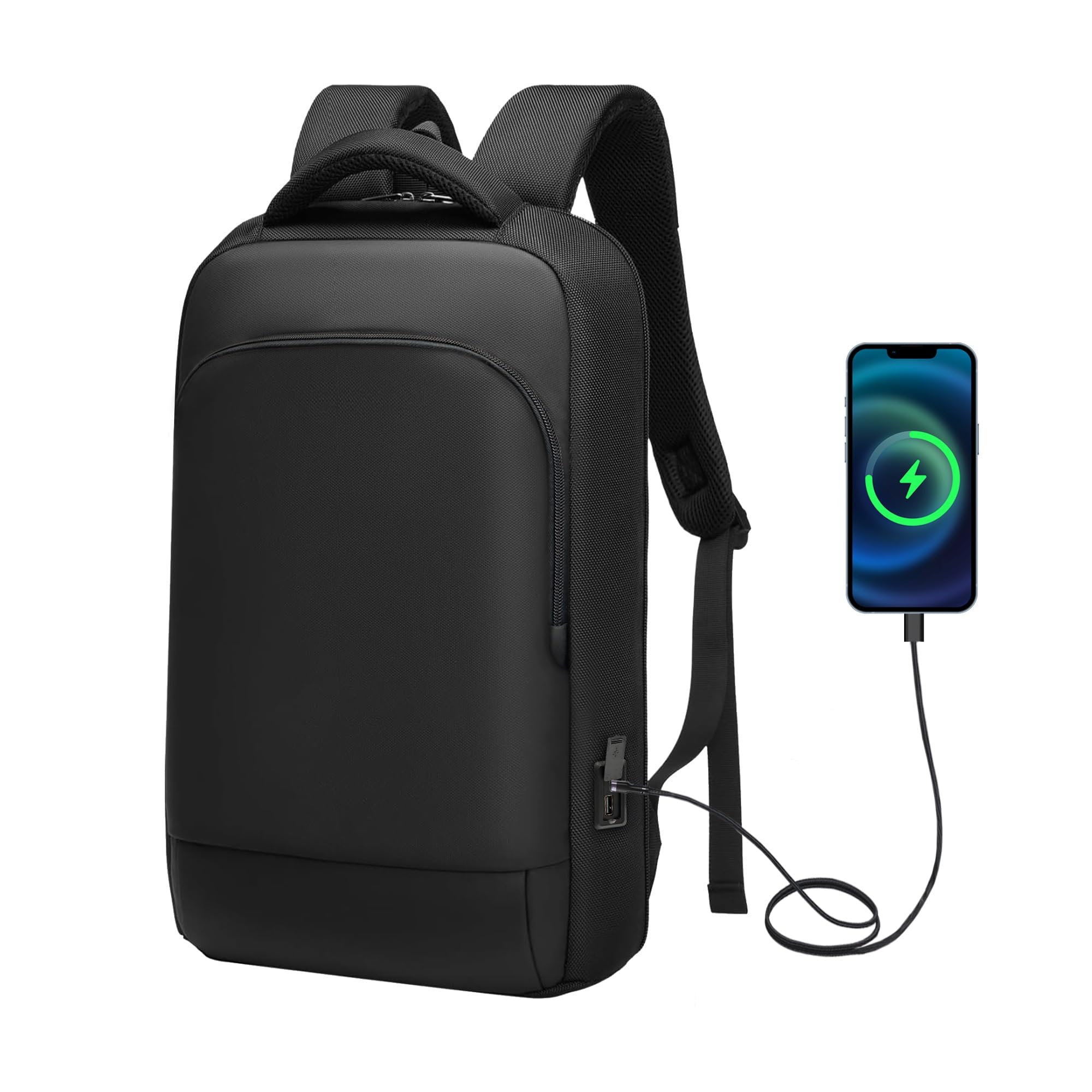 Slim Business Laptop Backpack For Men & Women - 15.6 Inch Water Resistant With USB Port