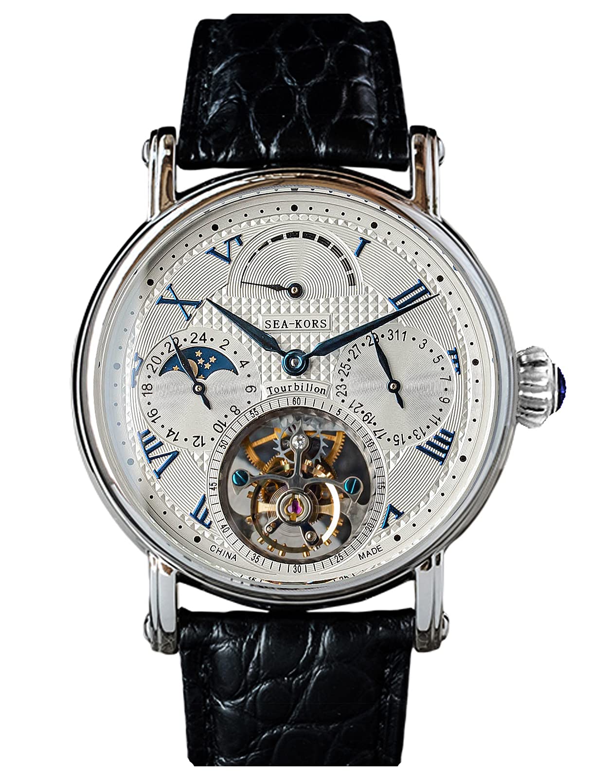 SE8007SW Seakors Tourbillon Seagull ST8007 Uhrwerk Saphirglas Herren Mechanische Uhr 1963