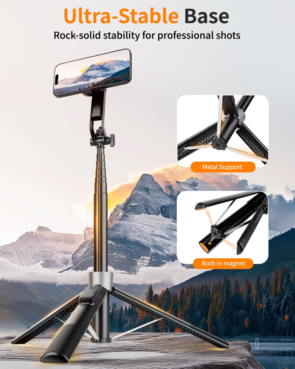 Victiv 178cm Magnético Tripode para Movil, mag-Safe Trípode Movil Alto con Mando, All-in-One Palo Selfie de Viaje Portátil, Compatible con iPhone 17/16/15/14/13/12/Pro MAX, Insta 360, dji Pocket