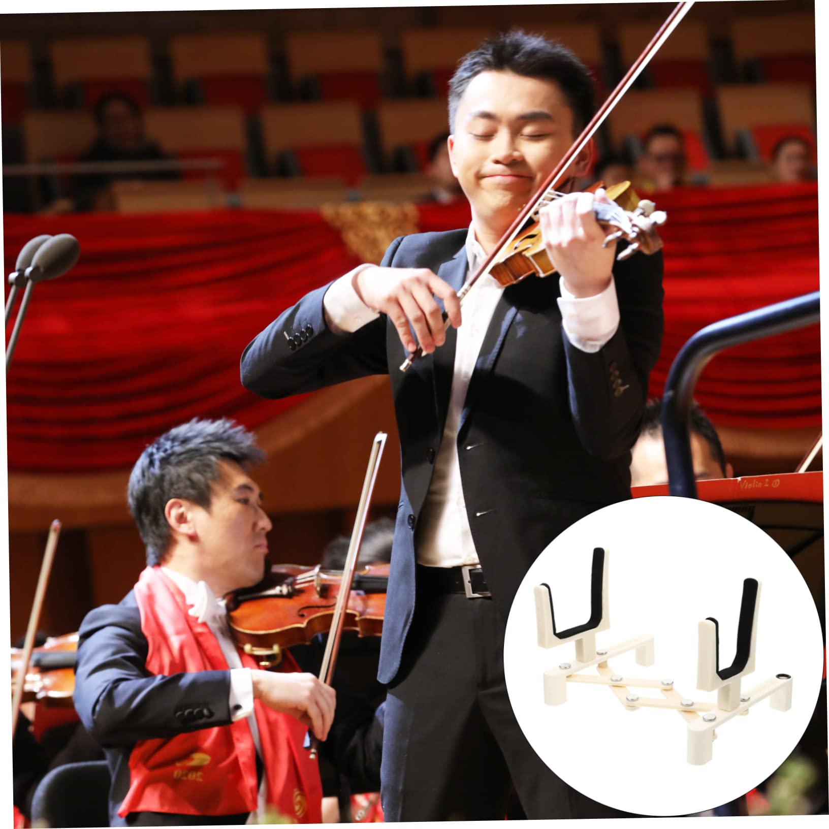 GOOHOCHY Stable Durable Pu Material Violin Stand Telescopic Foldable for Violin Display