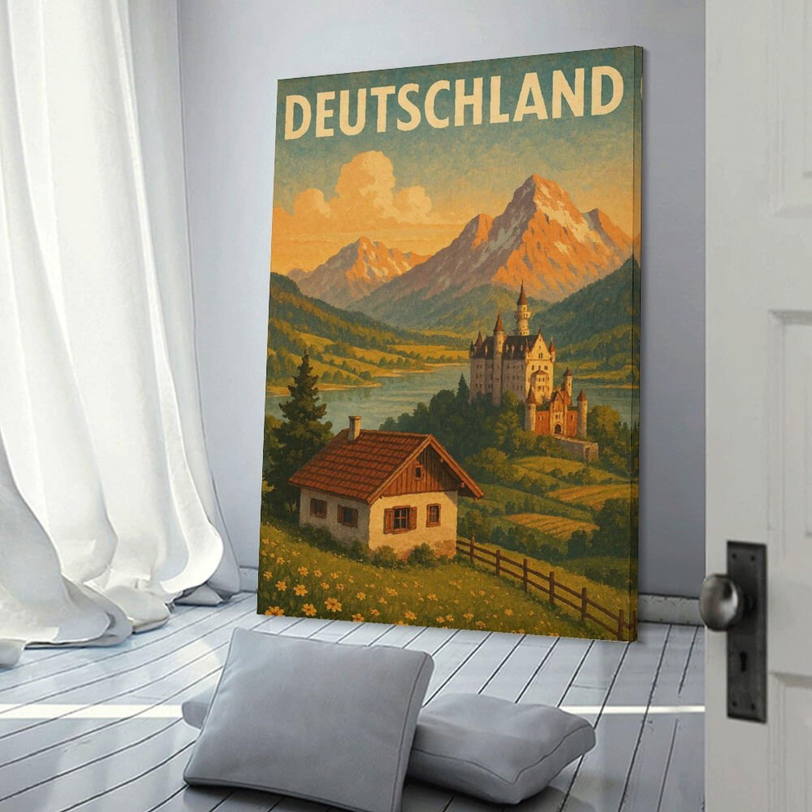 Junmoney Germany Travel Canvas Wall Picture 16x24inch(40x60cm), for Study, Office Or Focused Interiors, Home Office Artwork with Decorative Appeal