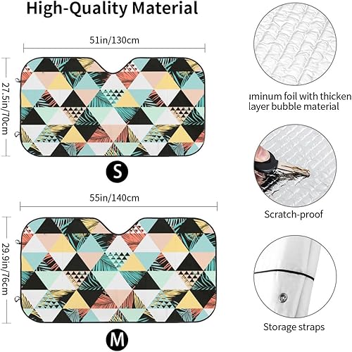 Miniatura 3 de Hawaiian Geometric Triangle Coconut Tree Sun Visor Protector Blocks UV Rays Keep Cool for Most Sedans SUV Truck Automotive Truck Passenger Car