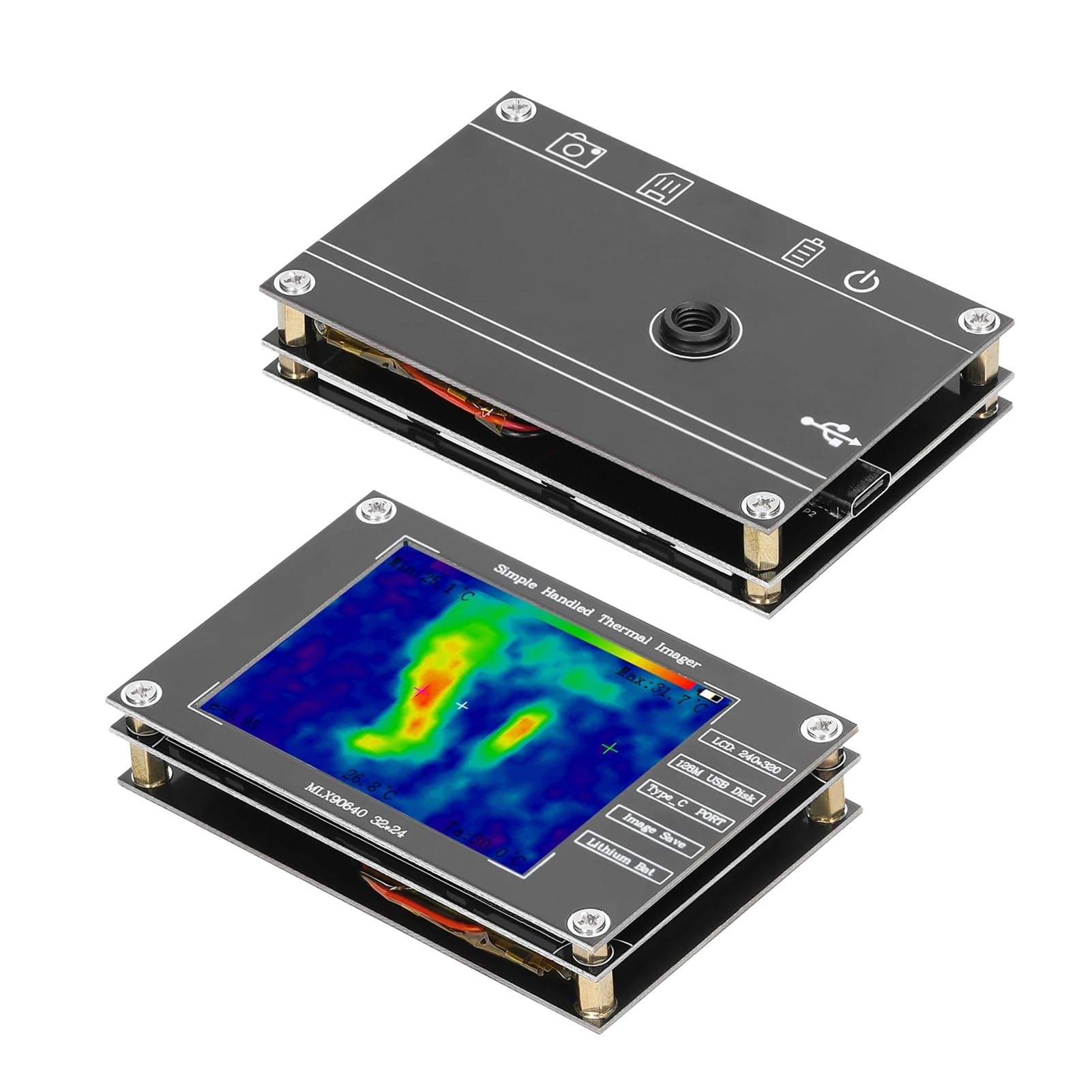 Cámara termográfica de -40 ℃ a 300 ℃ Cámara de imagen térmica pequeña de 2,8 pulgadas compatible con medición de temperatura central mínima máxima Para detección de calefacción interior y de suelo