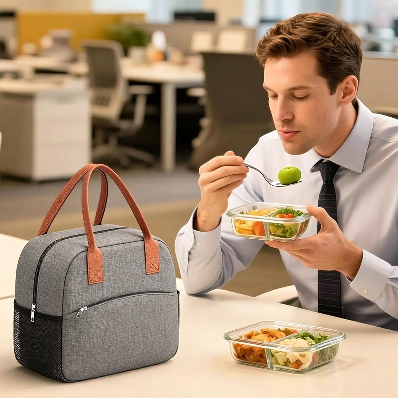 Borsa termica per il pranzo da uomo, impermeabile, 10 l, perfetta per scuola, ufficio, campeggio, viaggi, uso quotidiano, attività all'aperto e picnic