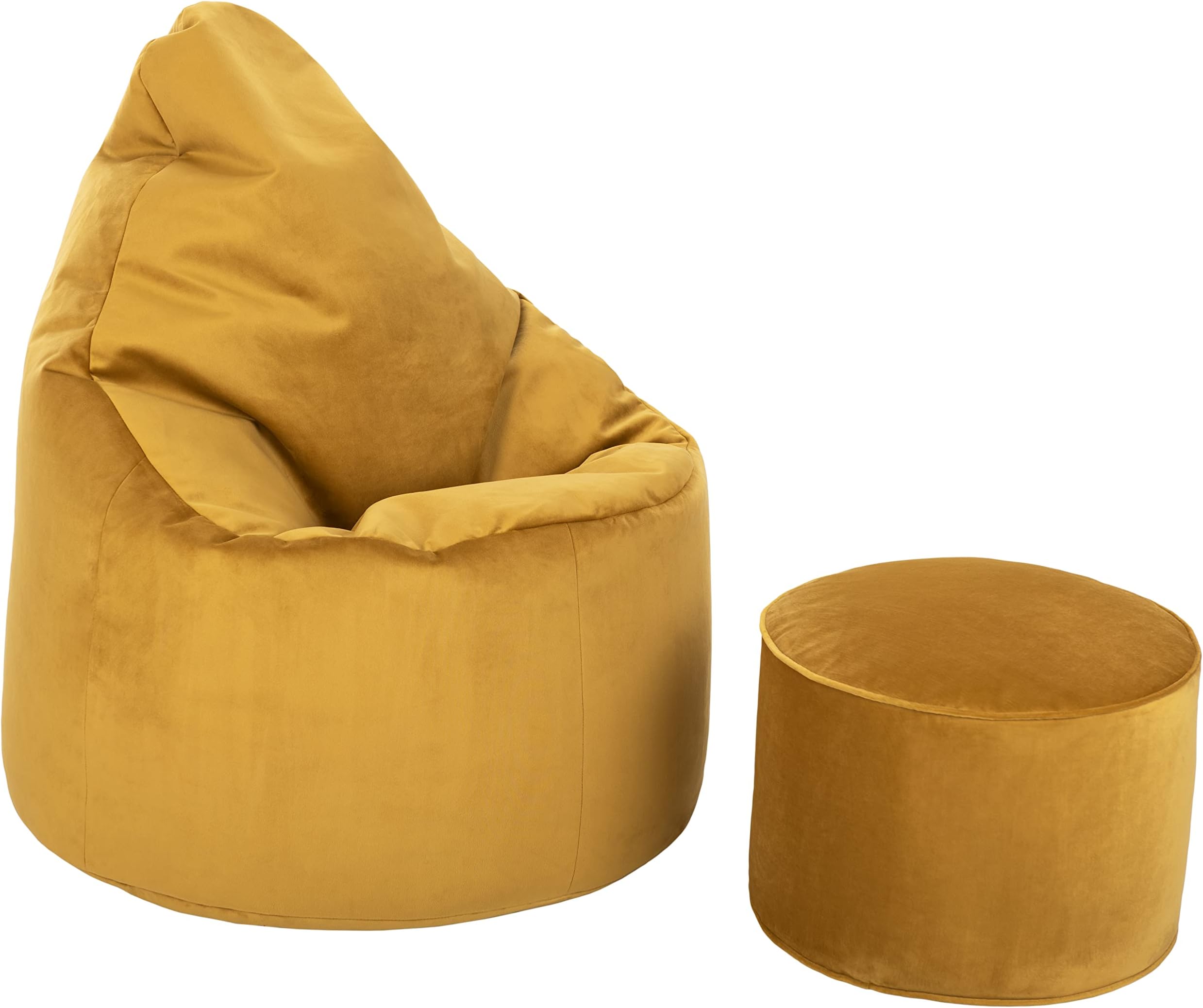 Loft 25 Capriccio Velvet Bean Bag Stoel | Indoor Home Woonkamer Premium Zitzak Zitzak | Ergonomisch ontwerp voor lichaamsondersteuning | Duurzaam en comfortabel (Tumeric, Bean Bag