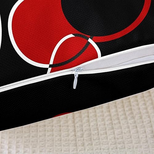 Miniatura 3 de Juego de 4 fundas de almohada geométricas de 20 x 20 pulgadas, fundas de almohada modernas de color rojo, blanco y negro para cama, sofá, fundas de