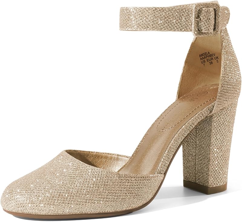 DREAM PAIRS Zapatos de tacón grueso para mujer