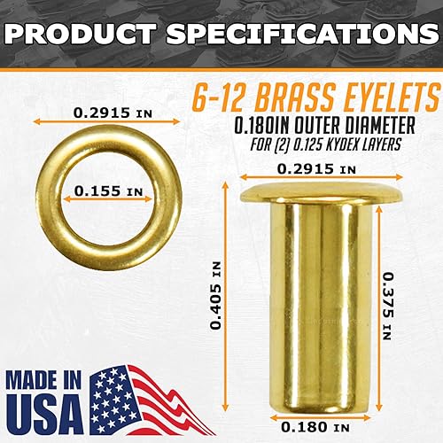 Miniatura 22 de [Paquete de 100] HolsterSmith Ojales recubiertos negros – (#6-9 de longitud) – (3/16 pulgadas de diámetro) – (fabricados en Estados Unidos) – Negro