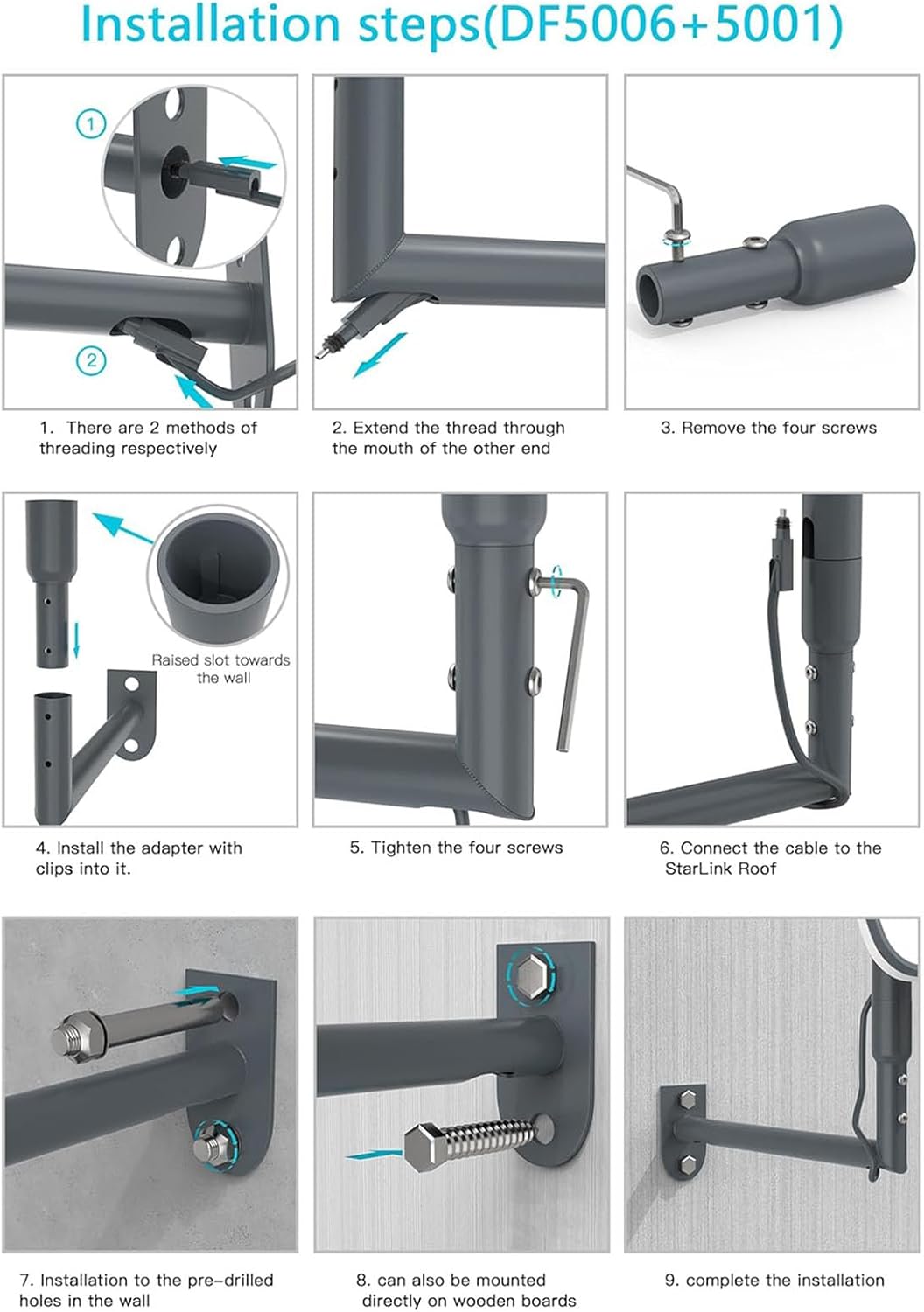 WALFRONT Satellite Long Wall Mount Mounting Kit for Gen2 and Satellite Kits with Mechanical Thread Design Flexibly Compatible with V2