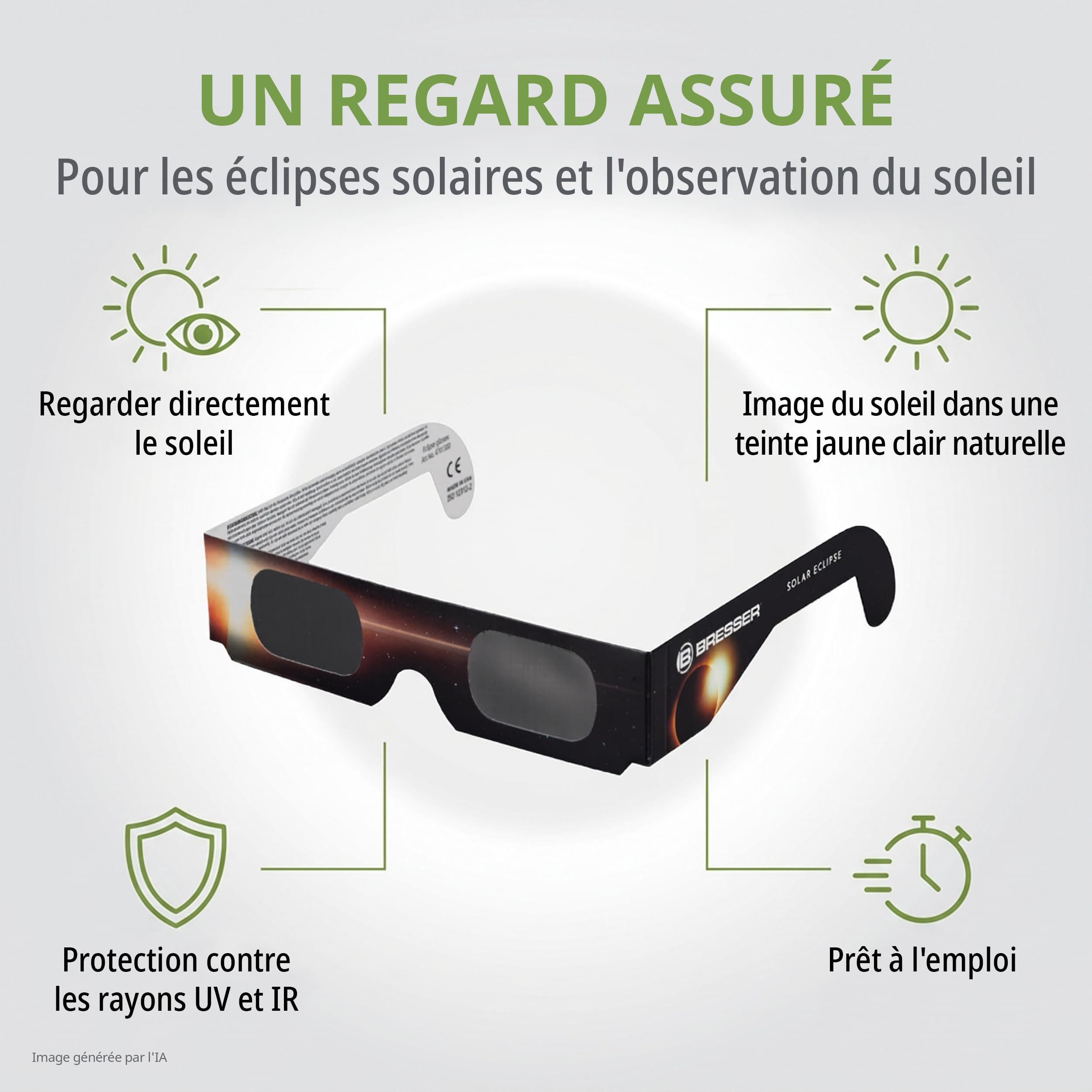 BRESSER Lunettes Eclipse Solaire certifiée CE ISO 12312-2 lot de 50 | Bresser Lunettes Eclipse Solaire certifiée CE ISO 12312-2 lot de 50