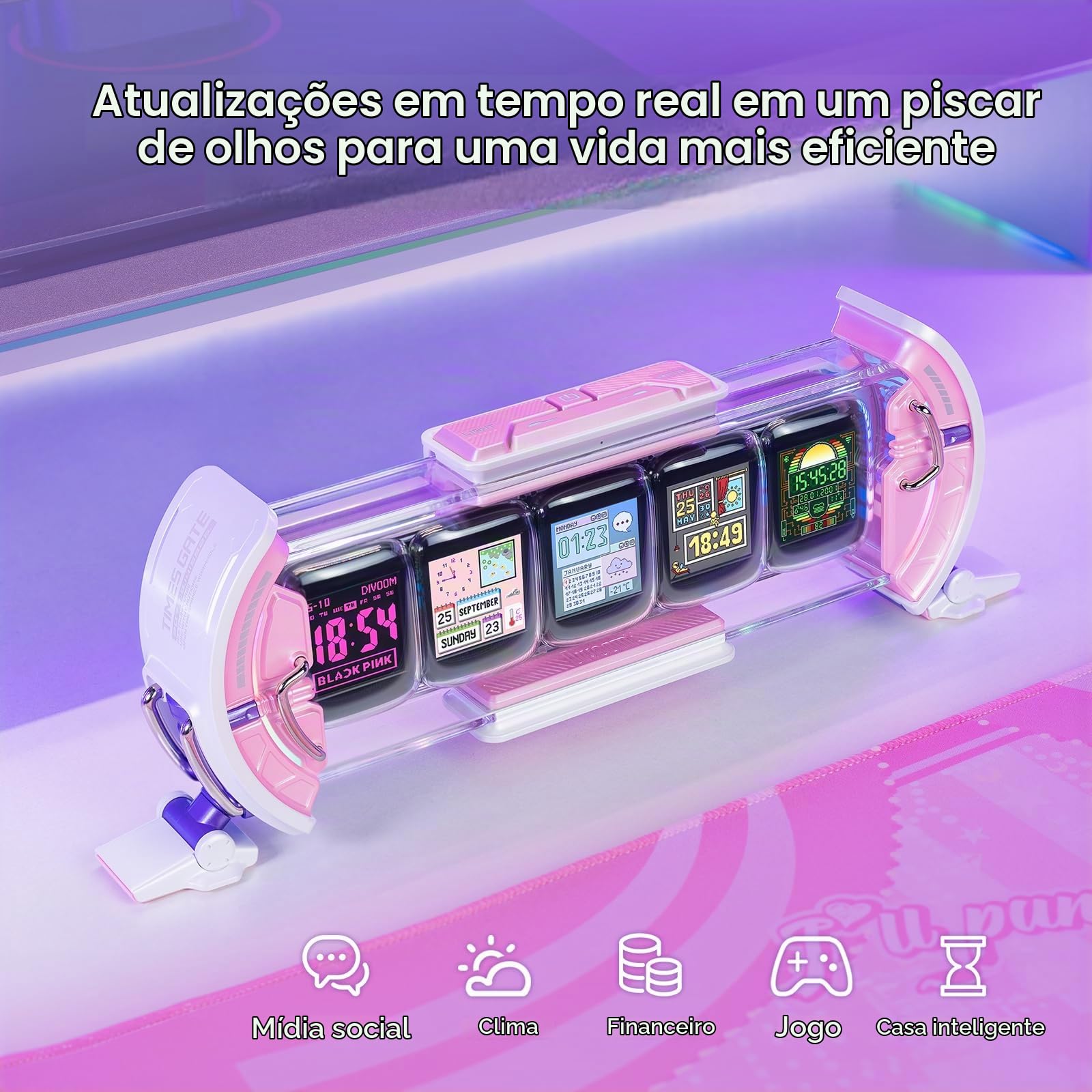Divoom Times Gate – Lindo relógio digital para jogos com controle
