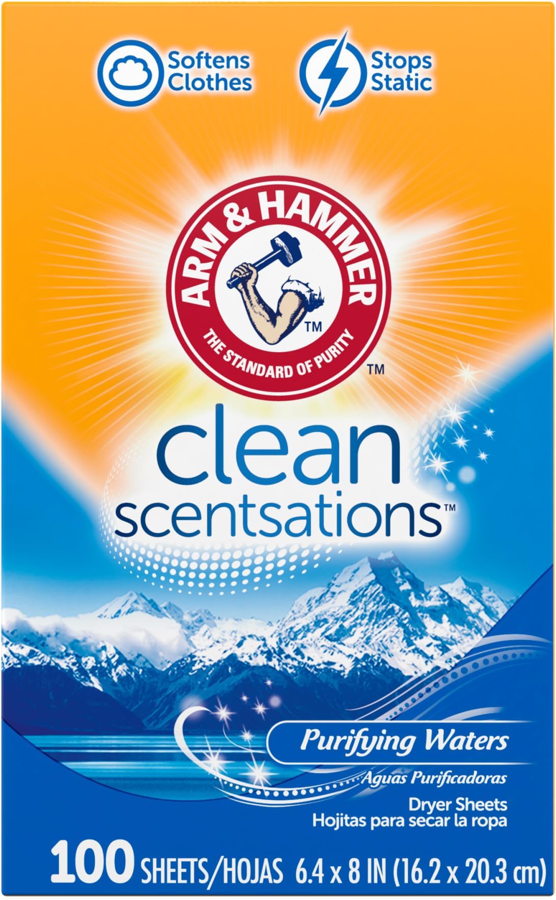 Fabric Softener Sheets, 100 sheets, Purifying Waters