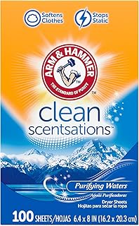 ARM & HAMMER Fabric Softener Sheets, 100 sheets, Purifying Waters