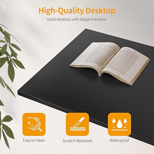 Miniatura 9 de Cubiker - Escritorio de computadora para oficina en casa, ideal como escritorio de estudio o mesa para computadora portátil, estilo simple, moderno,